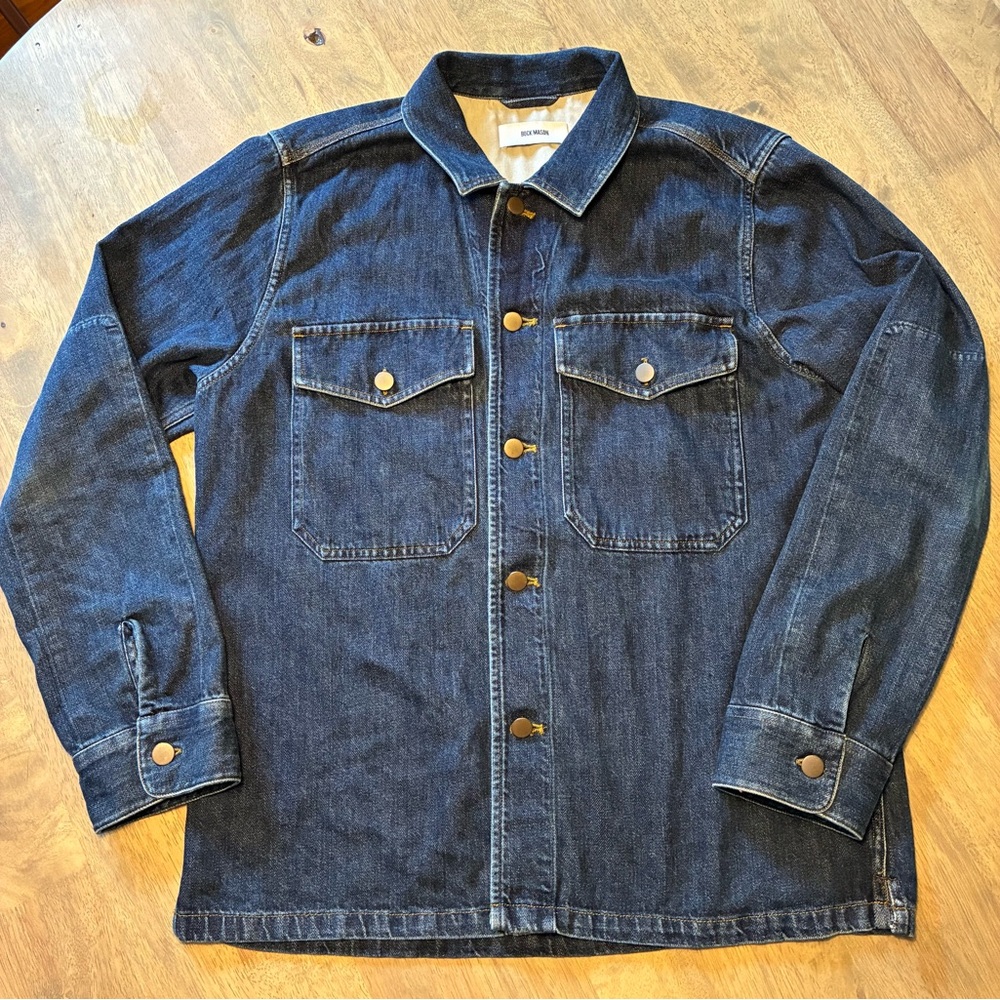 Buck Mason denim two pocket field Shirt in washed indigo  Men’s Medium